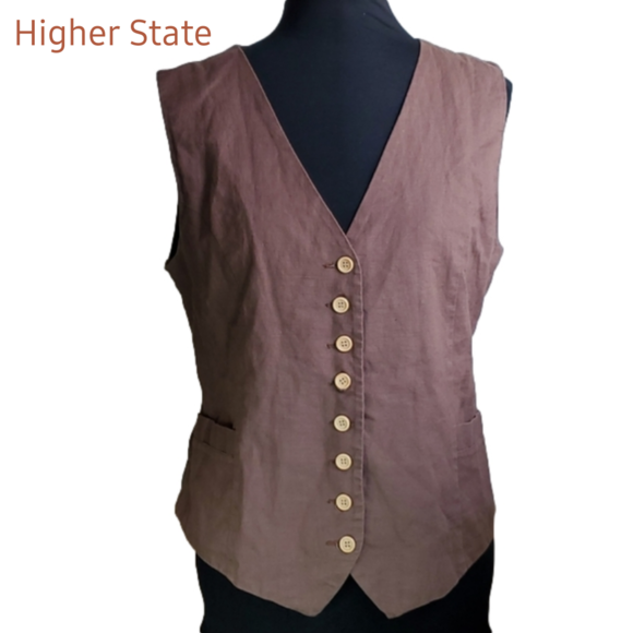 Higher State Jackets & Blazers - Higher State Linen Cotton Button up Ladies Vest Size Large
